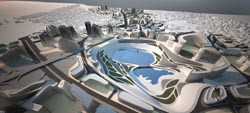 Zaha Hadid's master plan for the Kartal area of Istanbul, with the Sea of Marmara visible at the top.